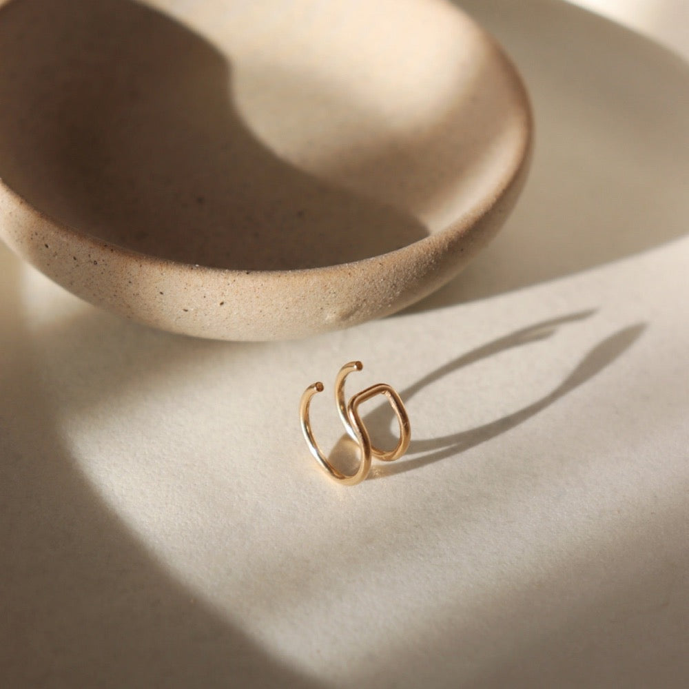 Double Wrap Ear Cuff - Token Jewelry - gold filled ear cuff - minimal design - handmade in Eau Claire, Wisconsin - token jewelry - minimal jewelry design - gold jewelry