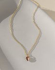 14k gold fill dainty chain necklace with 14k gold fill puff heart charm