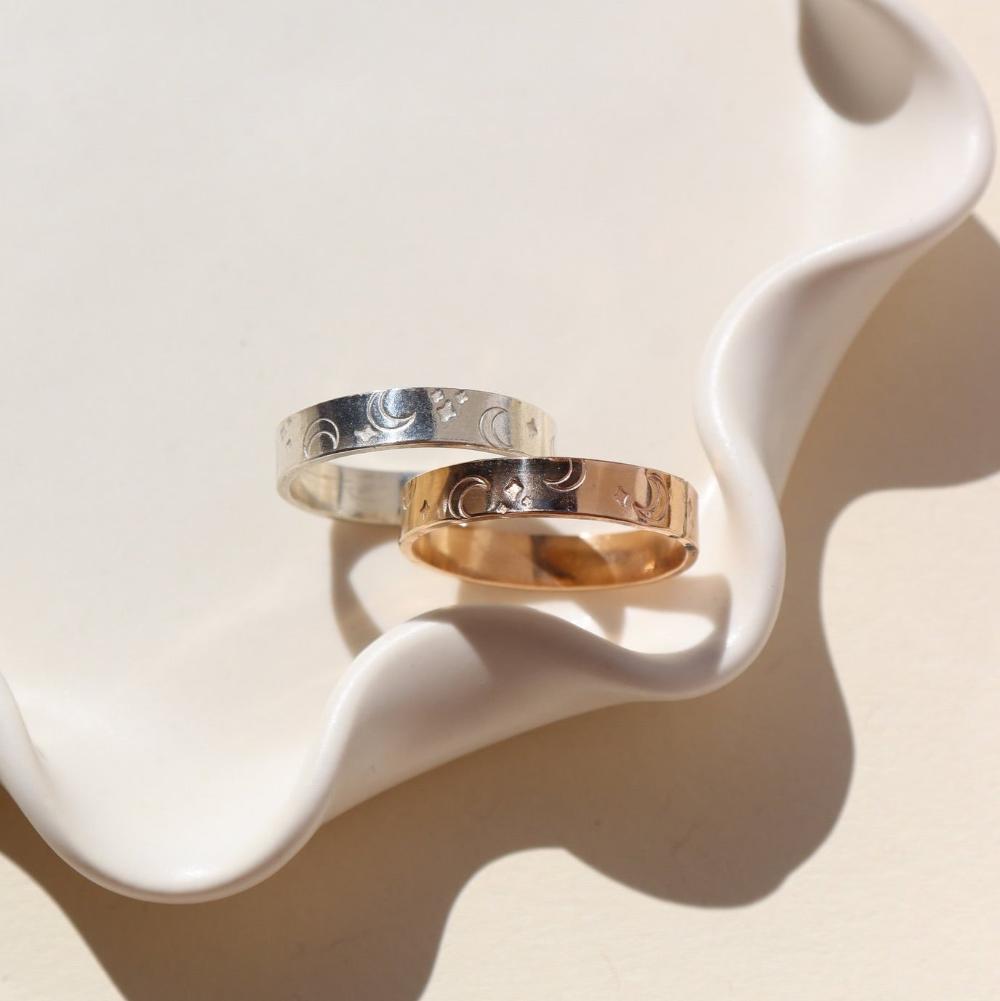 14k gold fill Starry night Ring + 925 Sterling Silver Starry Night Ring