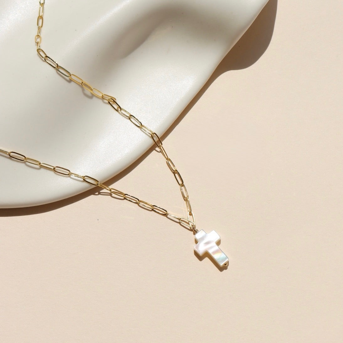 Mother of Pearl Cross Necklace – Token Jewelry