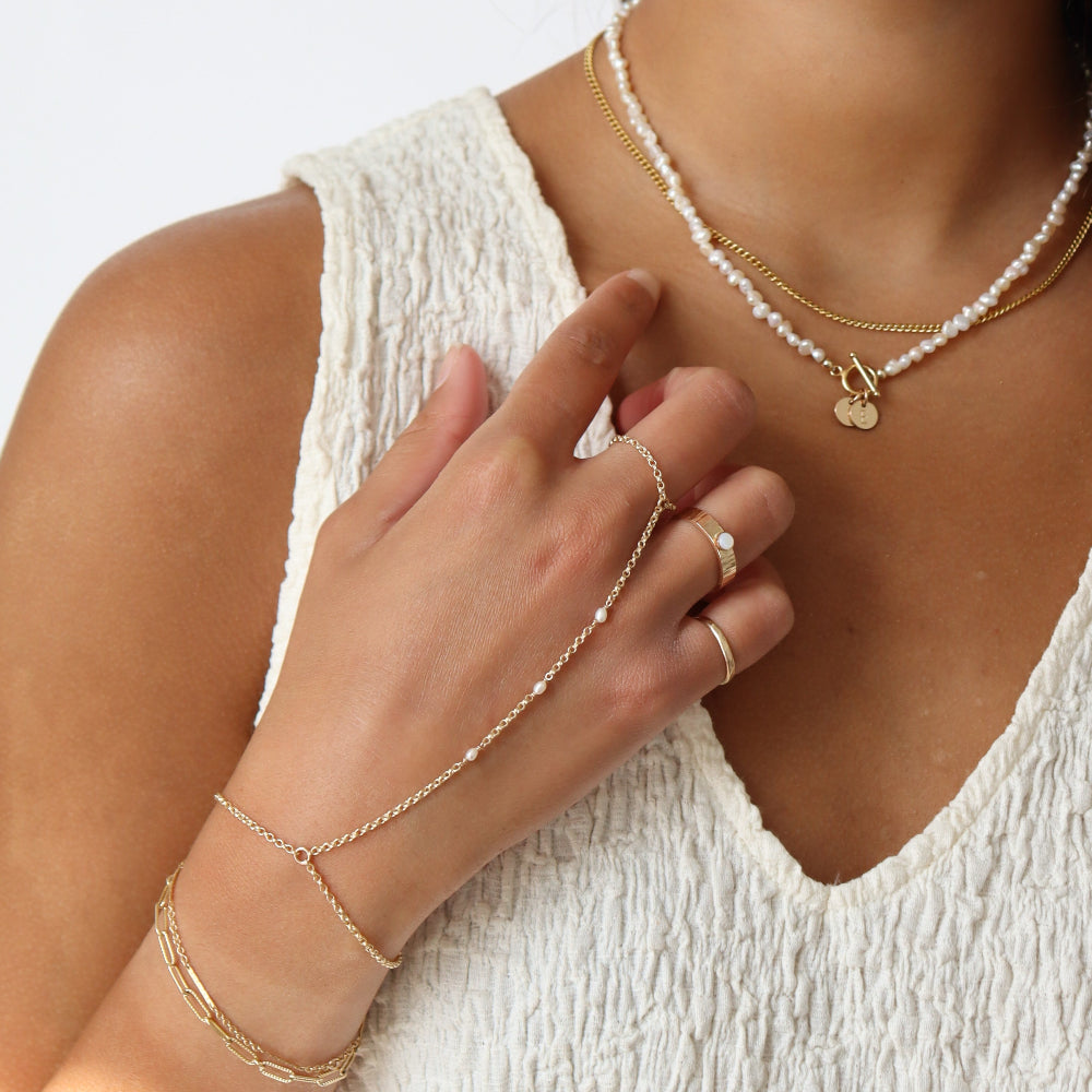 Gemini Hand Chain with Pearl