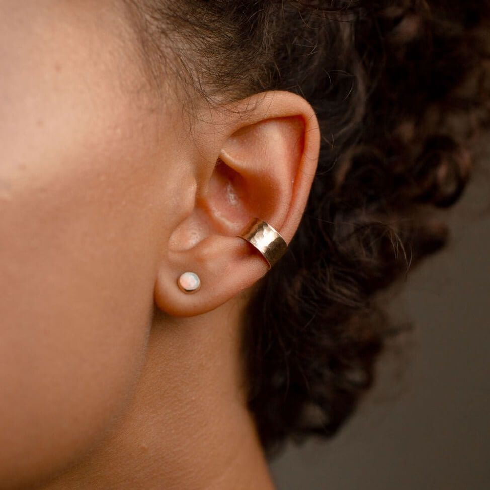 Hammered Ear Cuff, gold fill or sterling silver ear cuff, token jewelry , hand hammered cuff - locally handmade at our studio in Eau Claire, WI