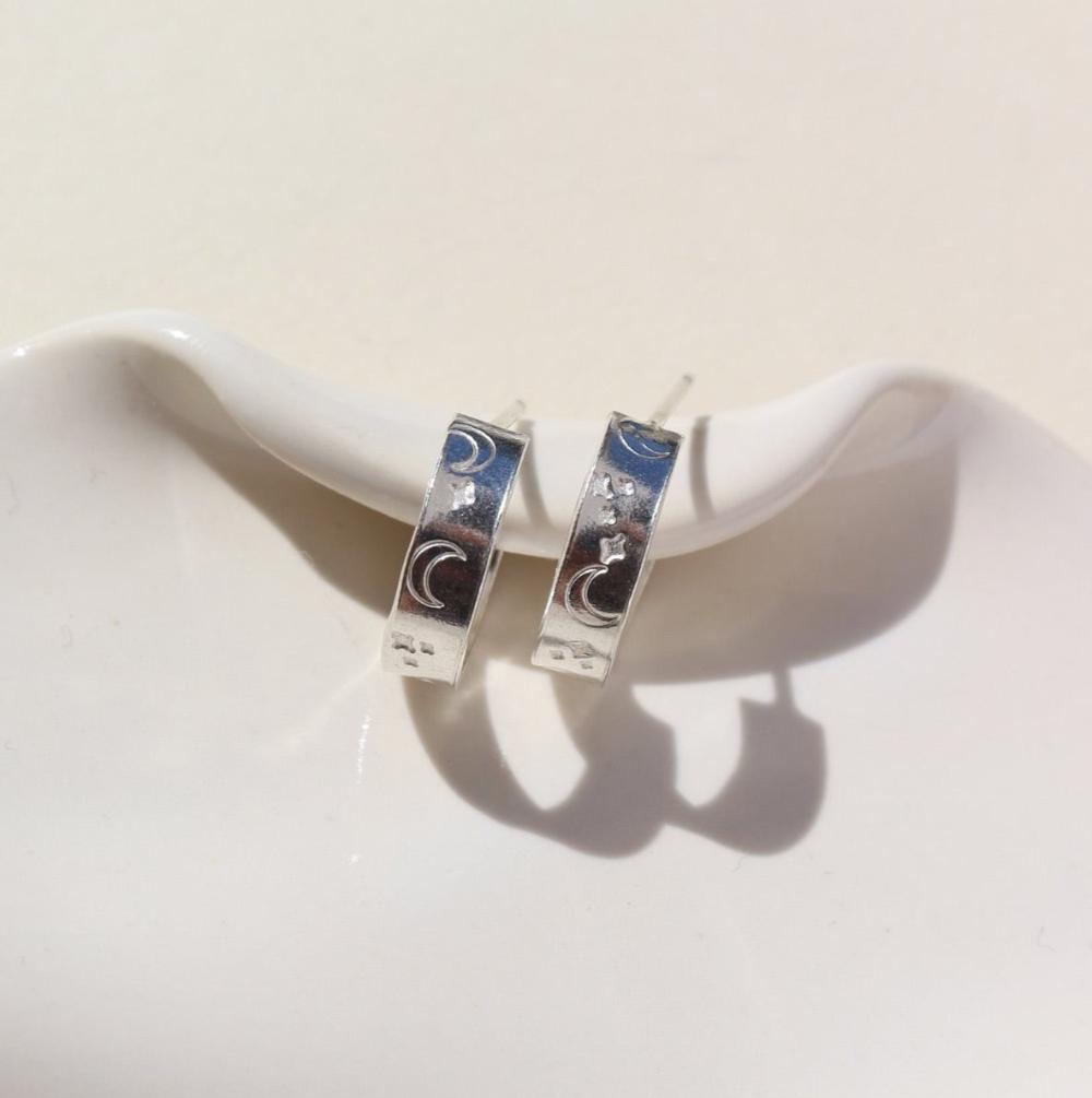 925 Sterling silver Starry Night Huggies