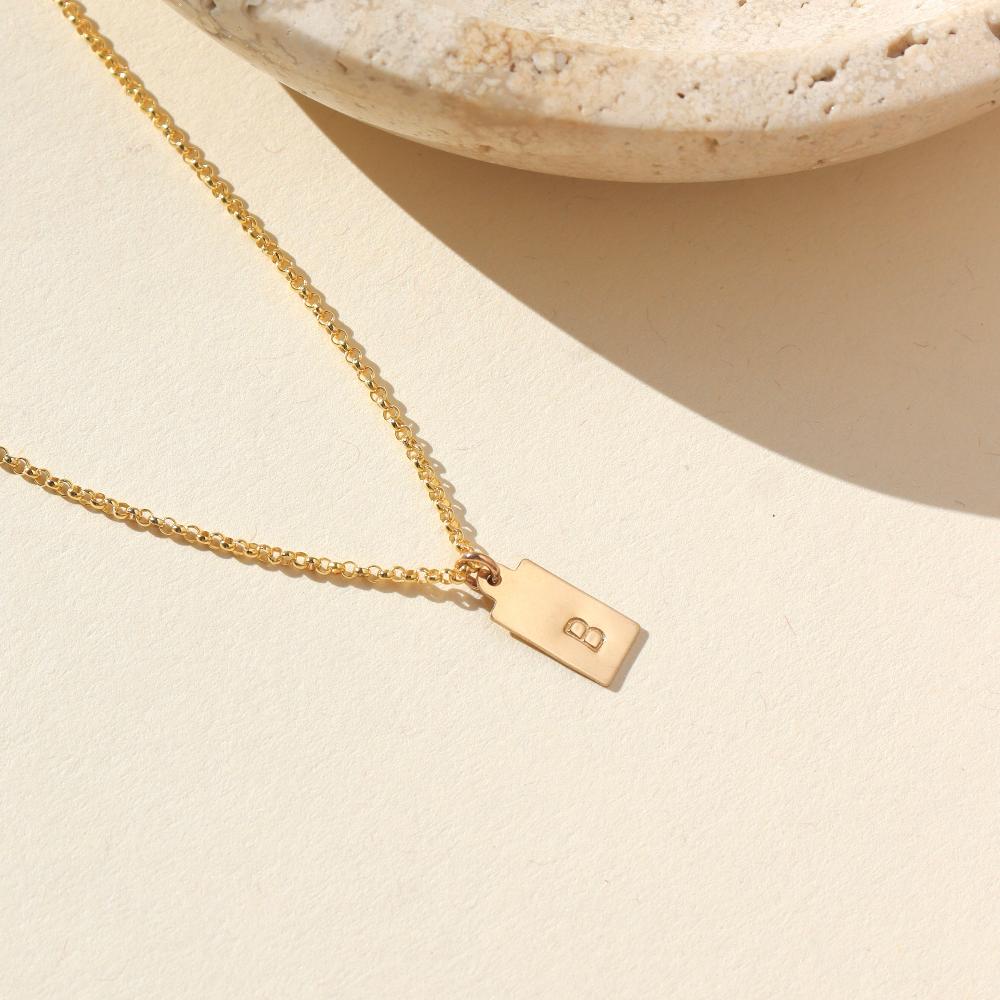Mini Tag Necklace with Monogram