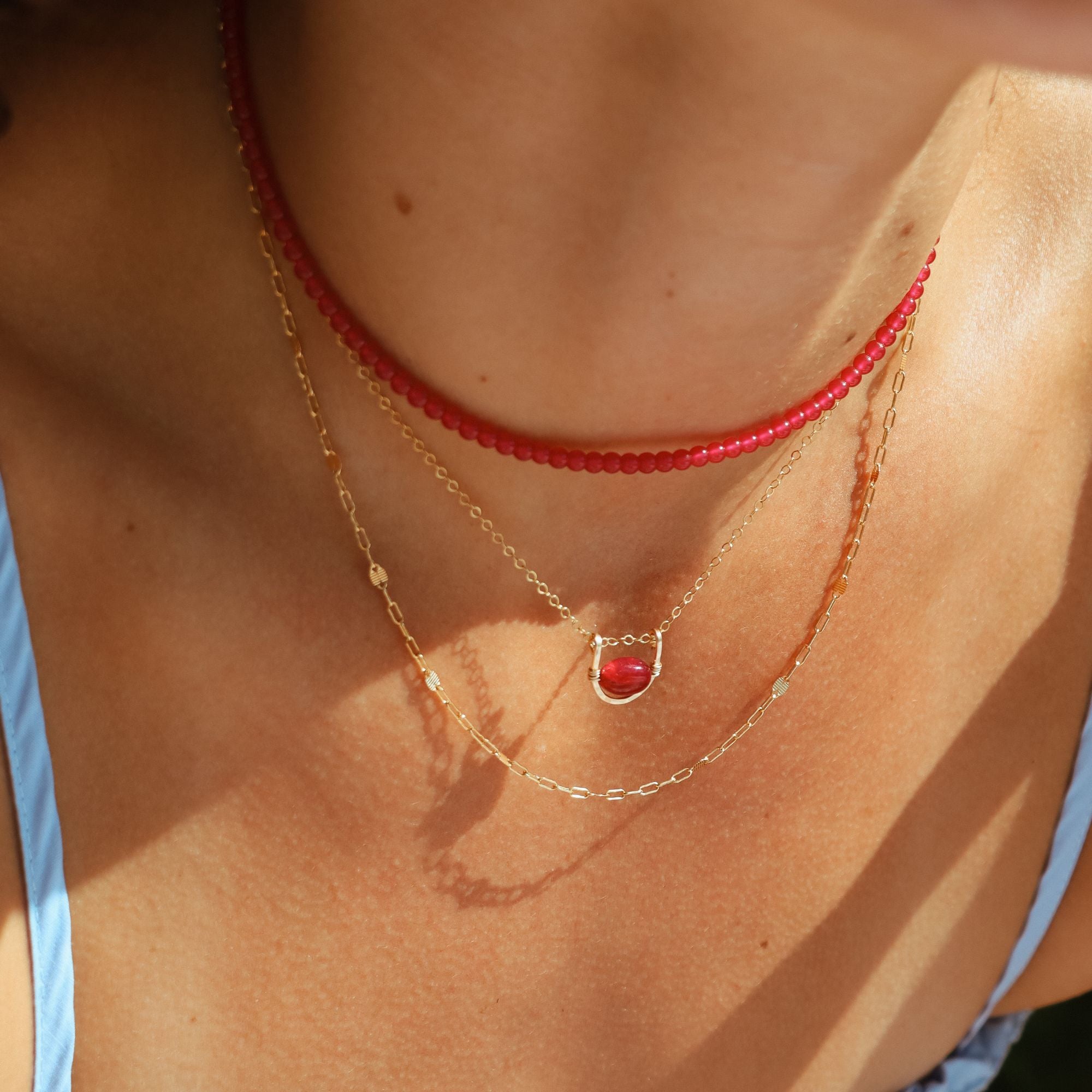 Ruby Beaded Necklace | July Birthstone Necklace | Token Jewelry