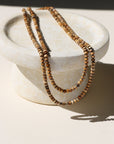 jasper beaded necklace laid in the sunlight