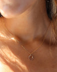 Model wearing 14k gold fill Eclipse Necklace