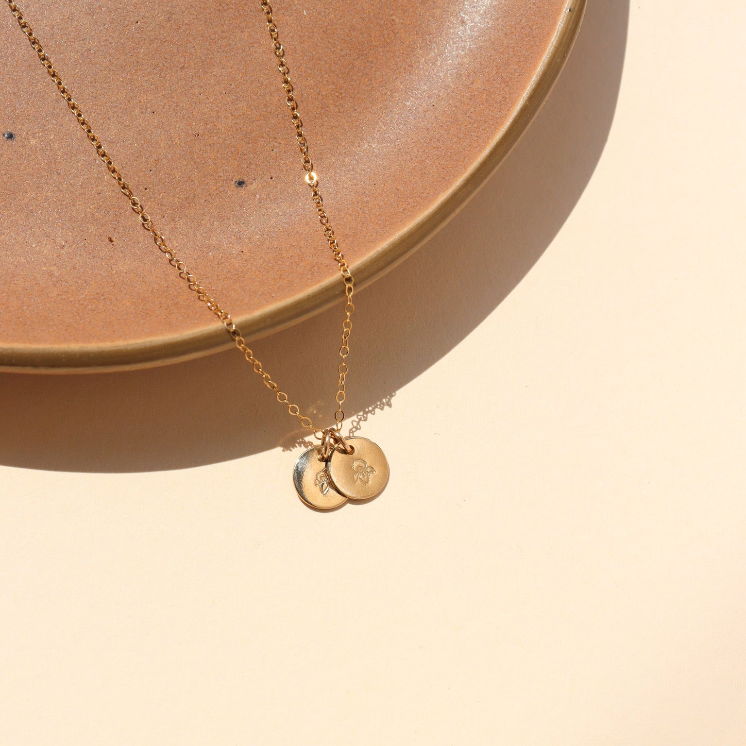 Birth Flower Necklace with Round Charm