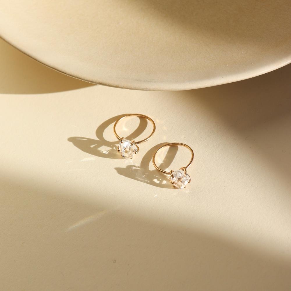Herkimer Diamond Solitaire Ring