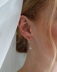 double stud earrings, featuring Zircon gemstone. Wedding Jewelry. Classic and Modern. Sterling Silver or 14k Gold Fill. Token Jewelry, handmade, hypoallergenic and waterproof.