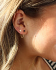 Model wearing Simple Stud Links. These are perfect to pair on a simple stud earring to jazz it up.