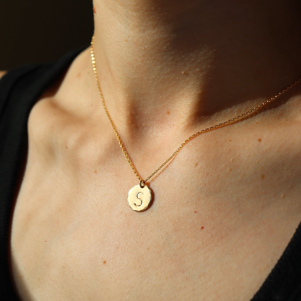 Coin necklace sales with initial