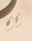 Laguna Threader Earrings with blue-green fluorite gemstones in gold fill