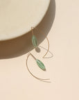 Laguna Threader Earrings with blue-green fluorite gemstones in gold fill