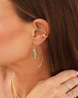 Laguna Threader Earrings with blue-green fluorite gemstones in gold fill