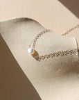 sterling silver dainty chain necklace with mother of pearl bead