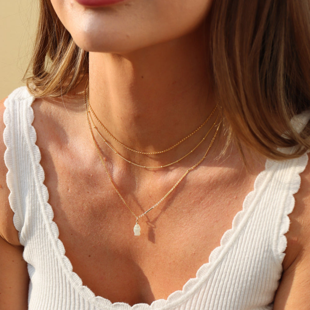 Mother of Pearl Fish Charm Necklace