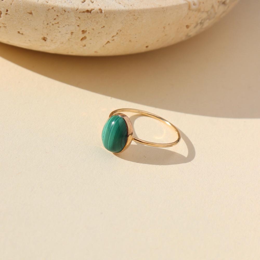Malachite Ring 14K Gold Fill 6