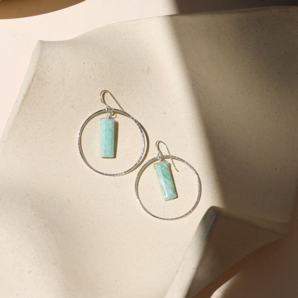 Maris Hoops | Amazonite Hoop Earrings | Token Jewelry