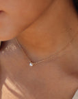 solid gold necklace with pearl, 14k gold necklace, margot necklace, handmade in eau claire, wisconsin, everyday jewelry, easy to wear, timeless classic, handmade, made in the USA, token jewelry, solid gold heirloom collection