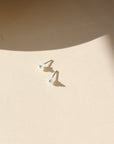 A sterling silver classic ball post stud with mother of pearl petals surrounding the stud.