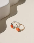 Sienna Ring featuring a vibrant spiny oyster gemstone on a hand-hammered gold filled or sterling silver band.