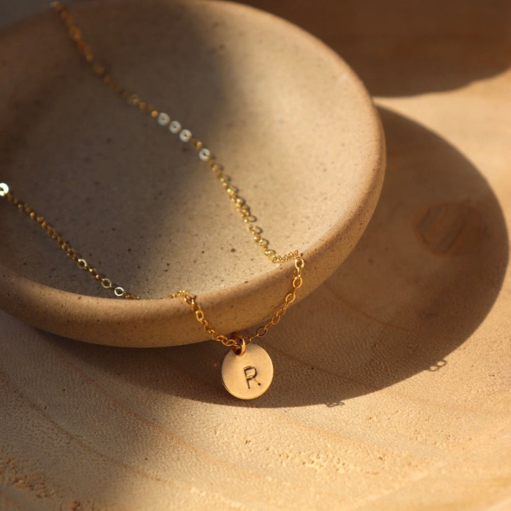 Small Monogram Disc Necklace (5/16")