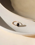 Stella Ring featuring a prong-set Black Agate in a 14k gold fill setting, inspired by the night sky