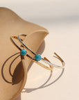 Turquoise Skyline Cuff featuring a 6mm Sleeping Beauty turquoise cabochon on a hand-notched gold filled band.