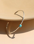 Turquoise Skyline Cuff featuring a 6mm Sleeping Beauty turquoise cabochon on a hand-notched sterling silver band.