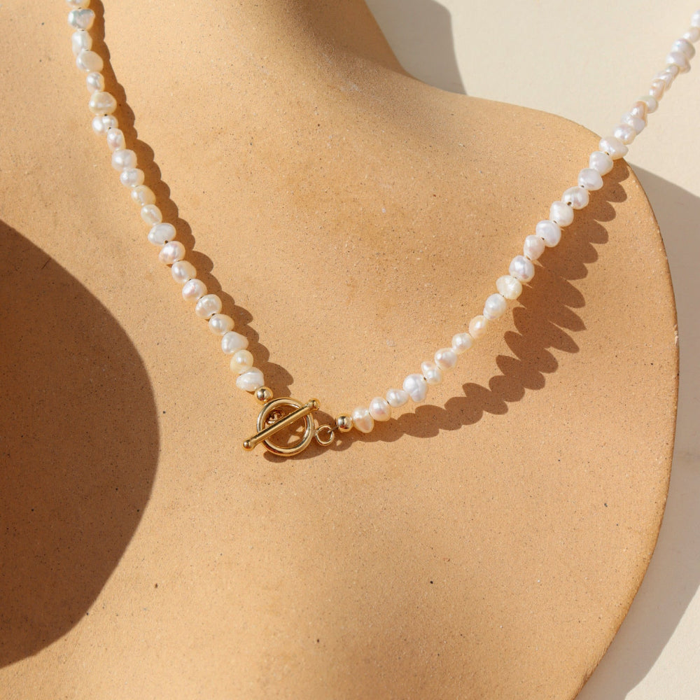 Lotus Pearl Toggle Necklace