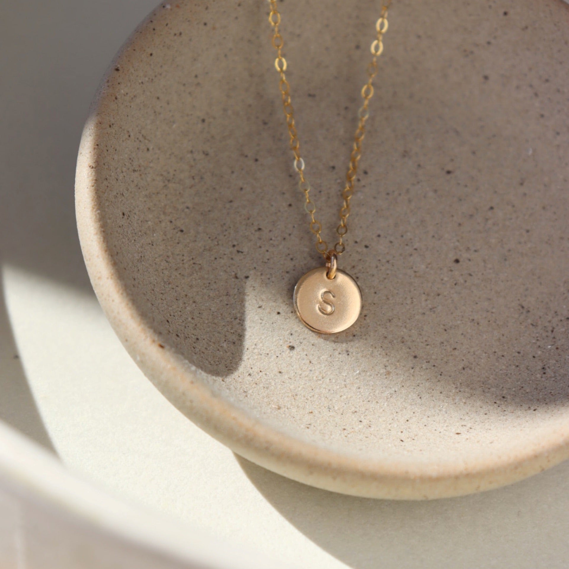 Small Monogram Disc Necklace (5/16")