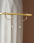 double stud earrings, featuring Zircon gemstone. Wedding Jewelry. Classic and Modern. Sterling Silver or 14k Gold Fill. Token Jewelry, handmade, hypoallergenic and waterproof.
