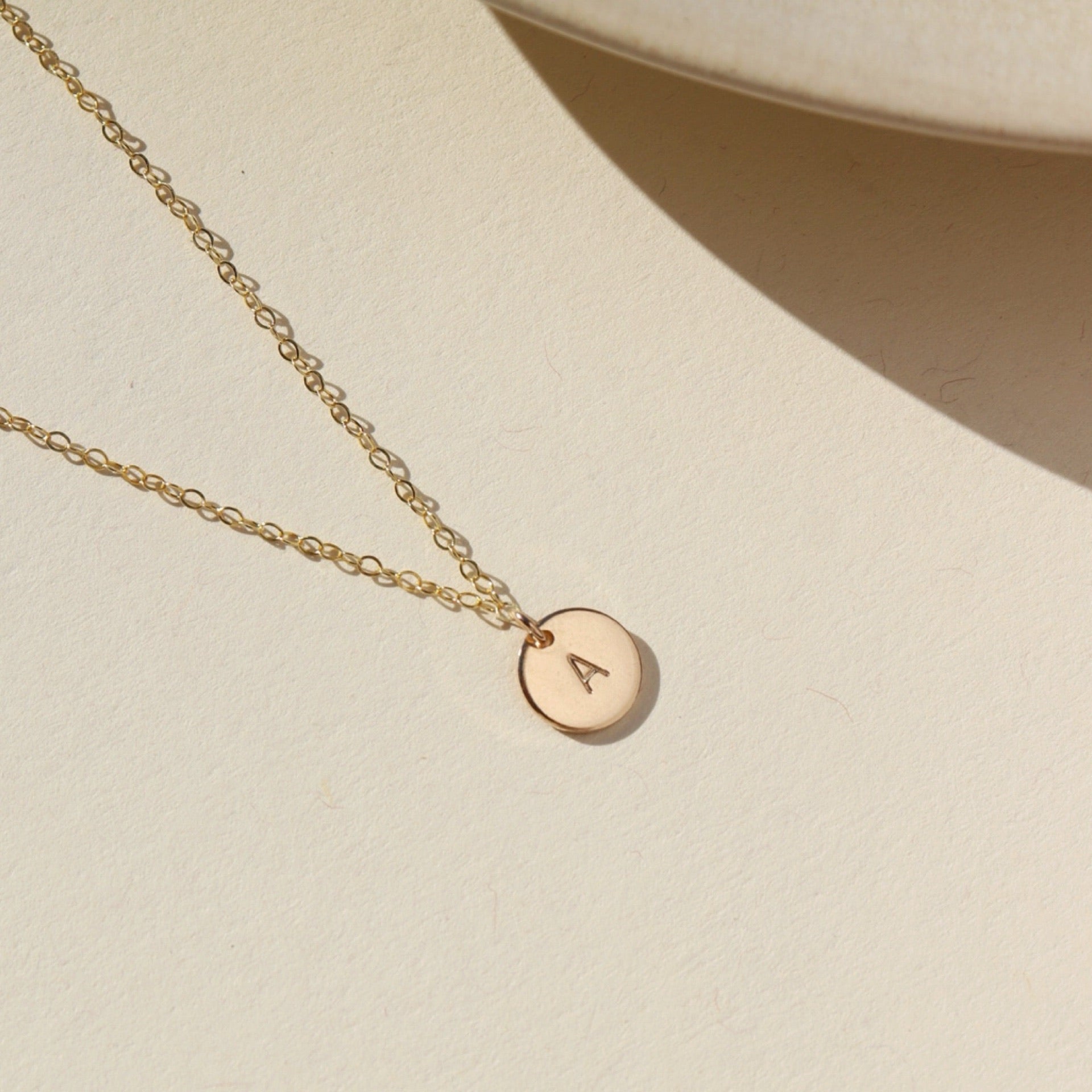 Disc Necklace Dainty Gold Necklace With Initial Tiny Letter