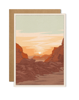 card with a view of a overlook of the Utah desert with a sunset in the background.