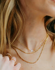 Model wearing 14k gold fill Gigi Chain - Token Jewelry 