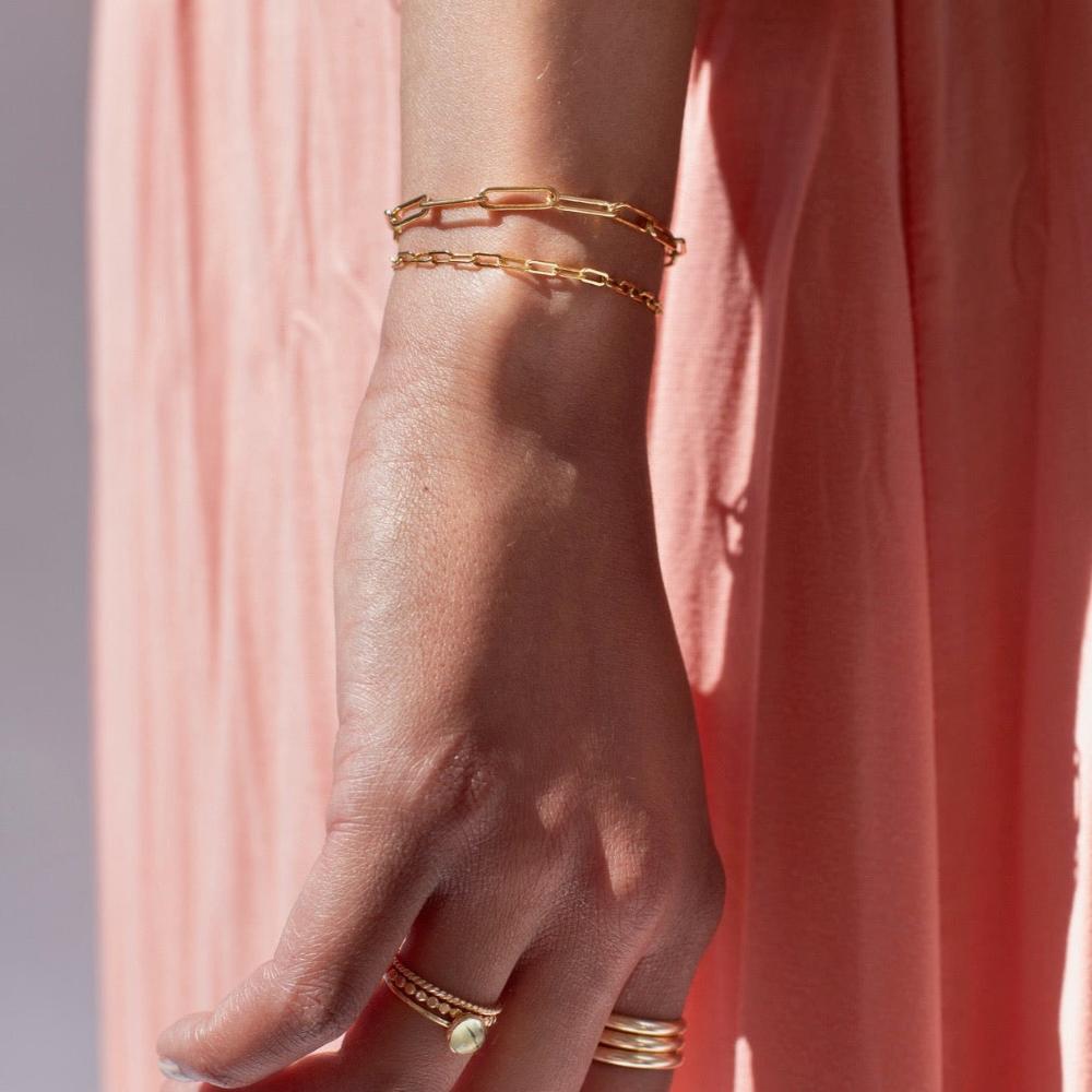 14k gold fill Narrow links bracelet worn by a model