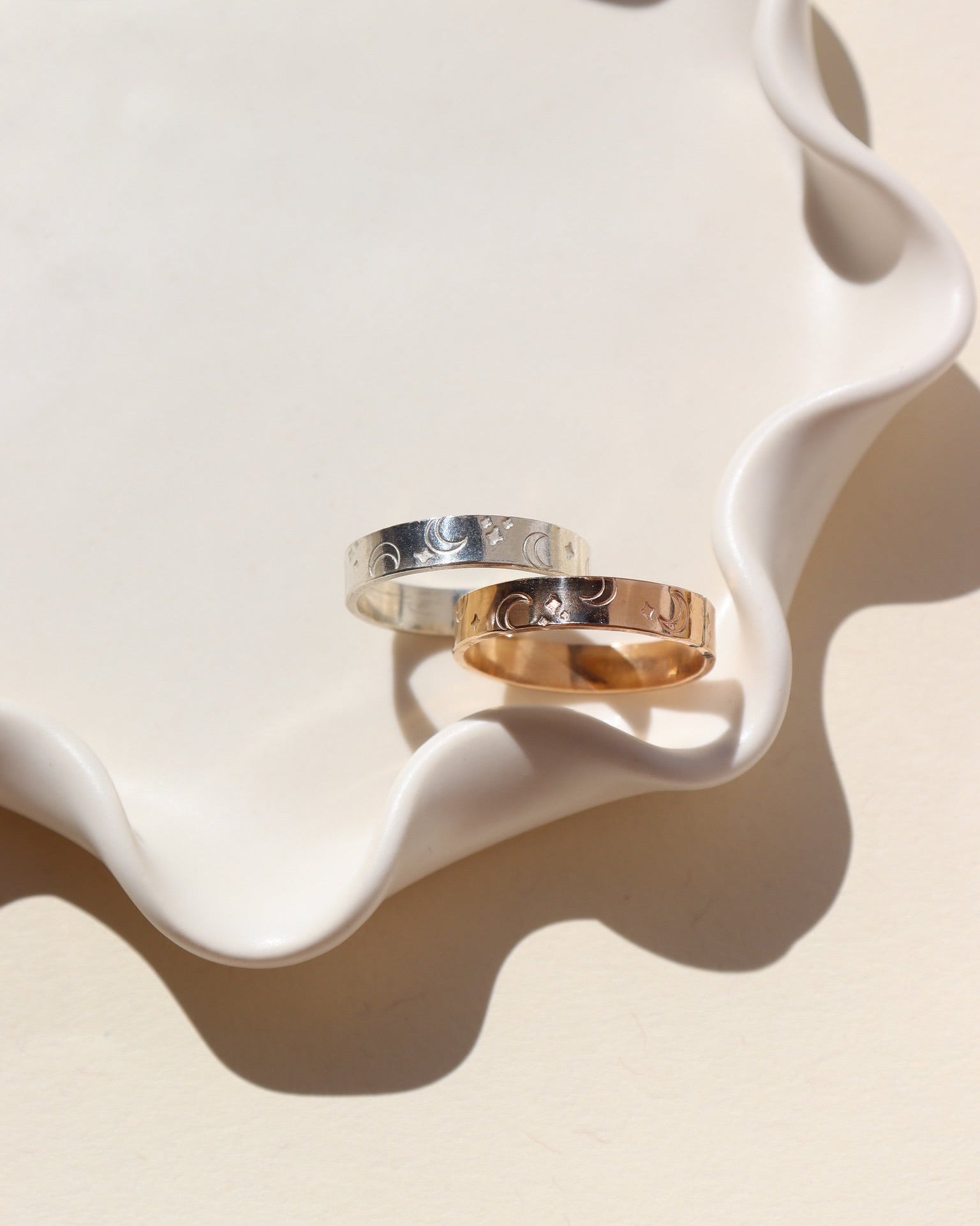 14k gold fill Starry night Ring + 925 Sterling Silver Starry Night Ring