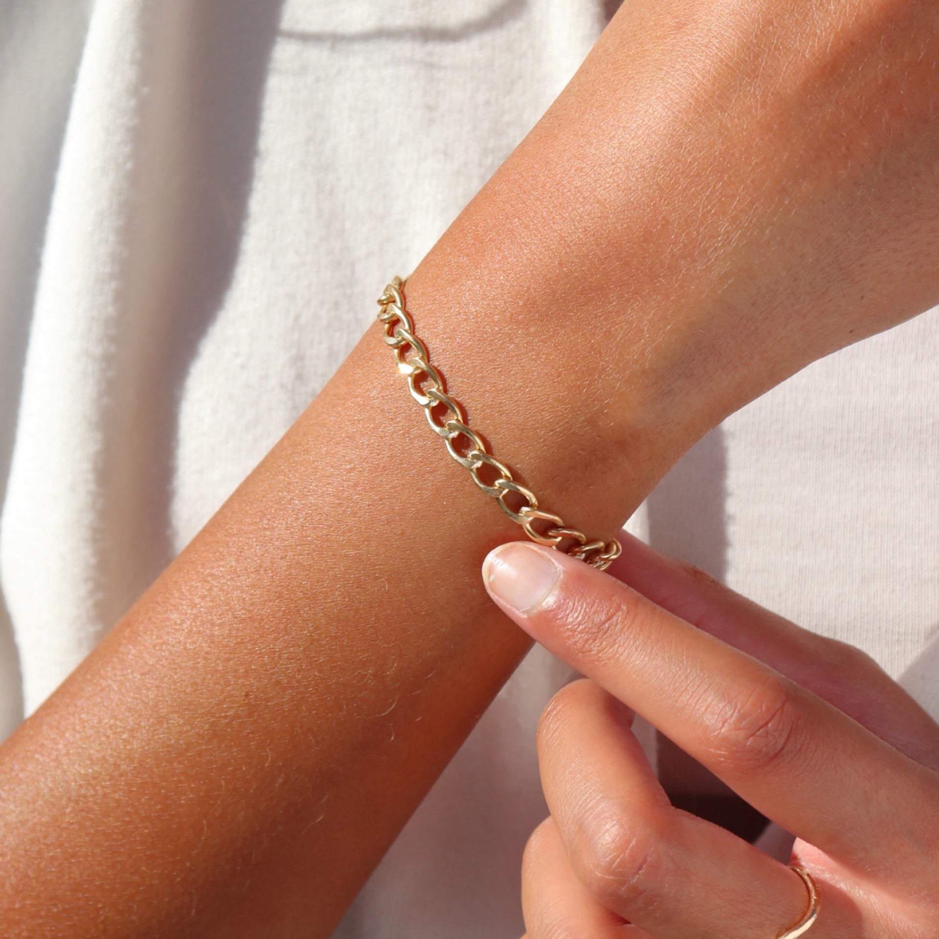 Model wearing 14k gold fill Alexandra Bracelet