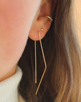 bent slides, bent slide earrings, minimal slide earrings, gold earrings, token jewelry , handmade