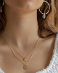 starburst coin necklace , hand hammered coin with opal bezel - token jewelry, small gold coin necklace, 14k gold fill, gold coin necklace, sterling silver coin necklace -opal gemstone - locally handmade in our studio in Eau Claire, WI - Token Jewelry