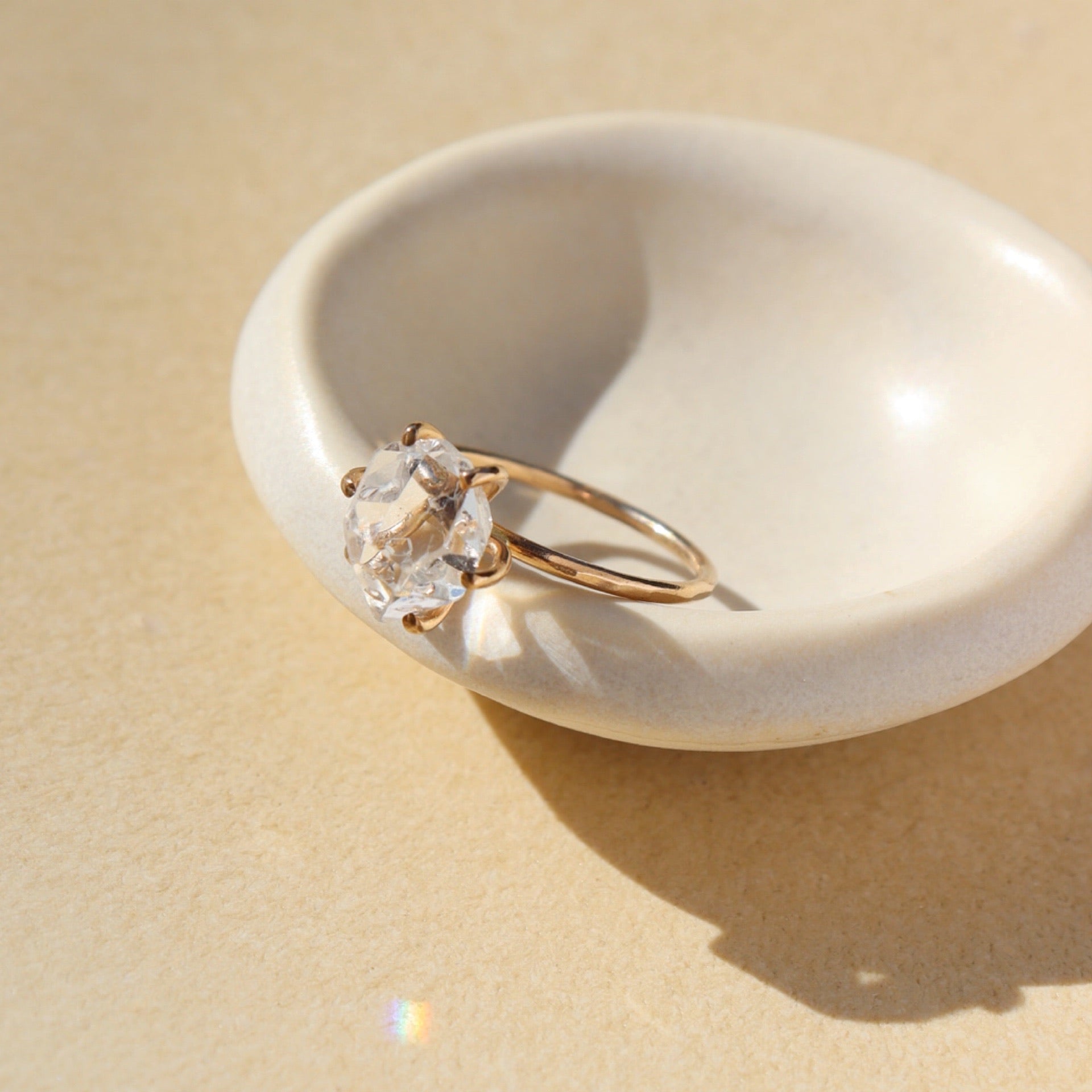 Herkimer Diamond Solitaire Ring 14K Gold Fill 11