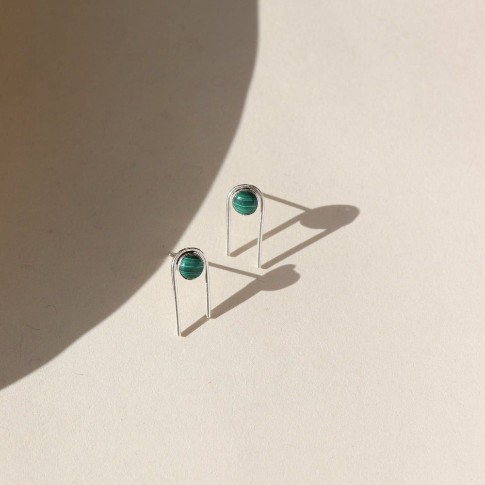 Arc Studs with Malachite