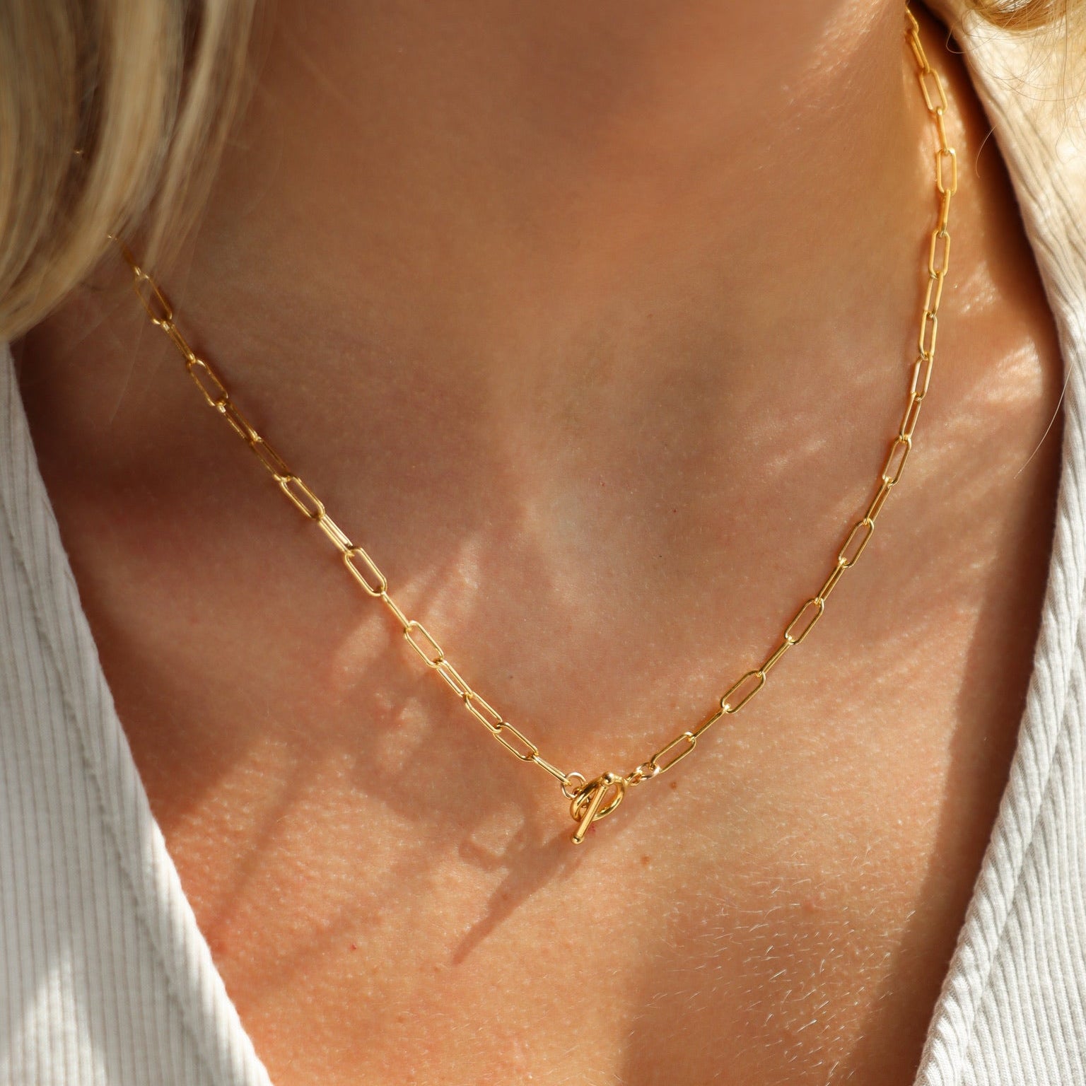 アクセサリー VAINON Solder-Style Chain Necklace Arden Toggle Necklace I Paperclip Chain Necklace with Toggle Clasp