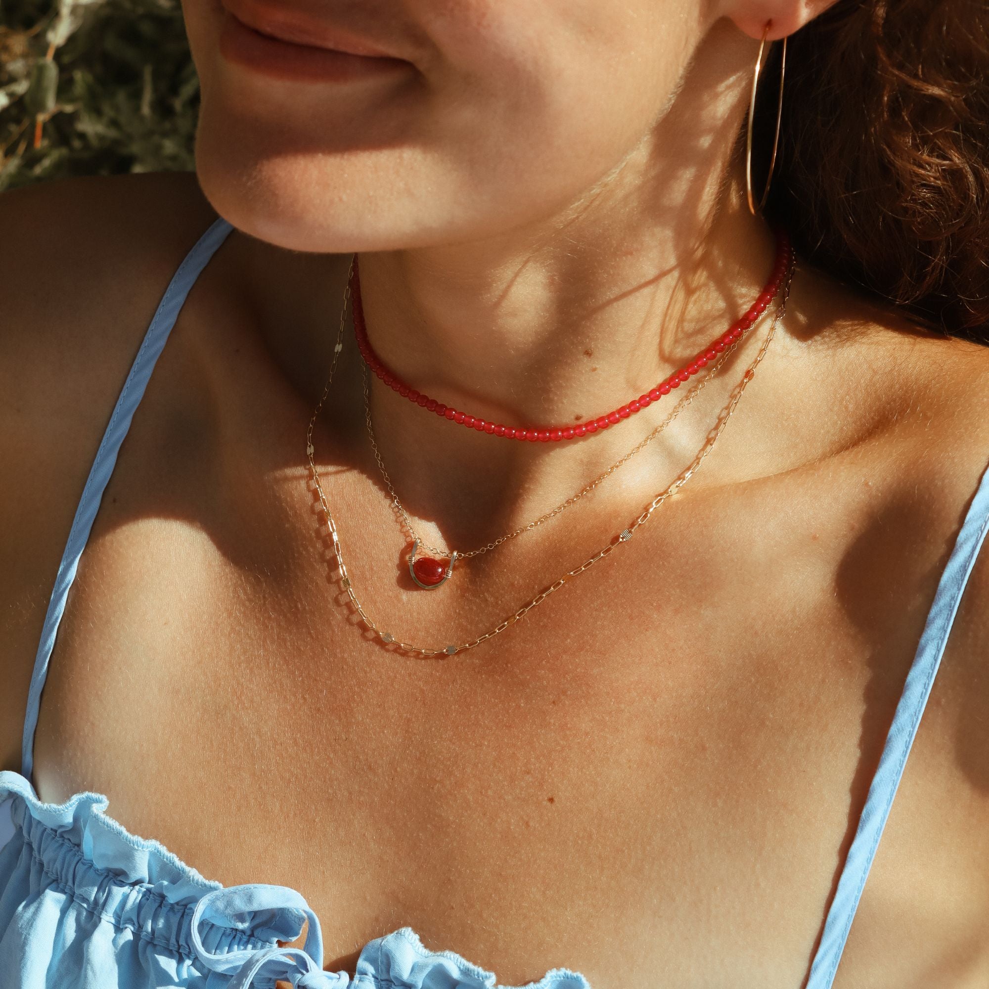 Ruby Beaded Necklace | July Birthstone Necklace | Token Jewelry