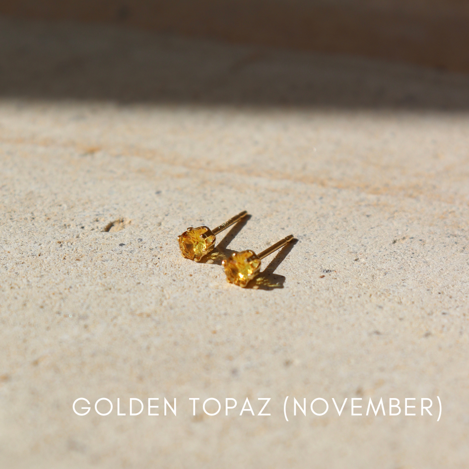 14k gold fill prong stud earrings with golden topaz stones