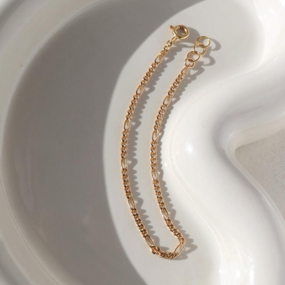 14k gold fill Capri Bracelet on white plate