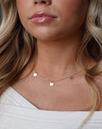 Model wearing 14k gold fill Suncatcher necklace
