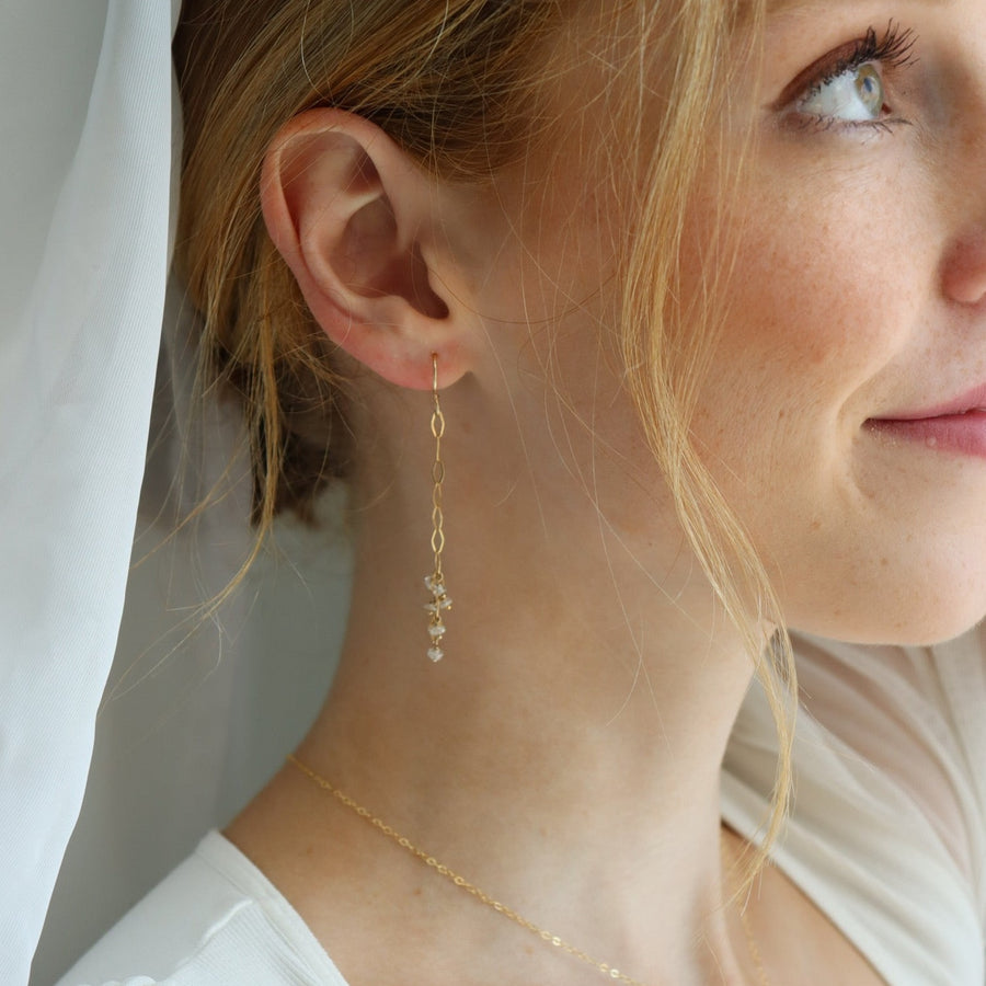 Cluster Zircon Drop Earrings. Wedding Jewelry. Classic and Modern. Sterling Silver or 14k Gold Fill. Token Jewelry, handmade, hypoallergenic and waterproof.