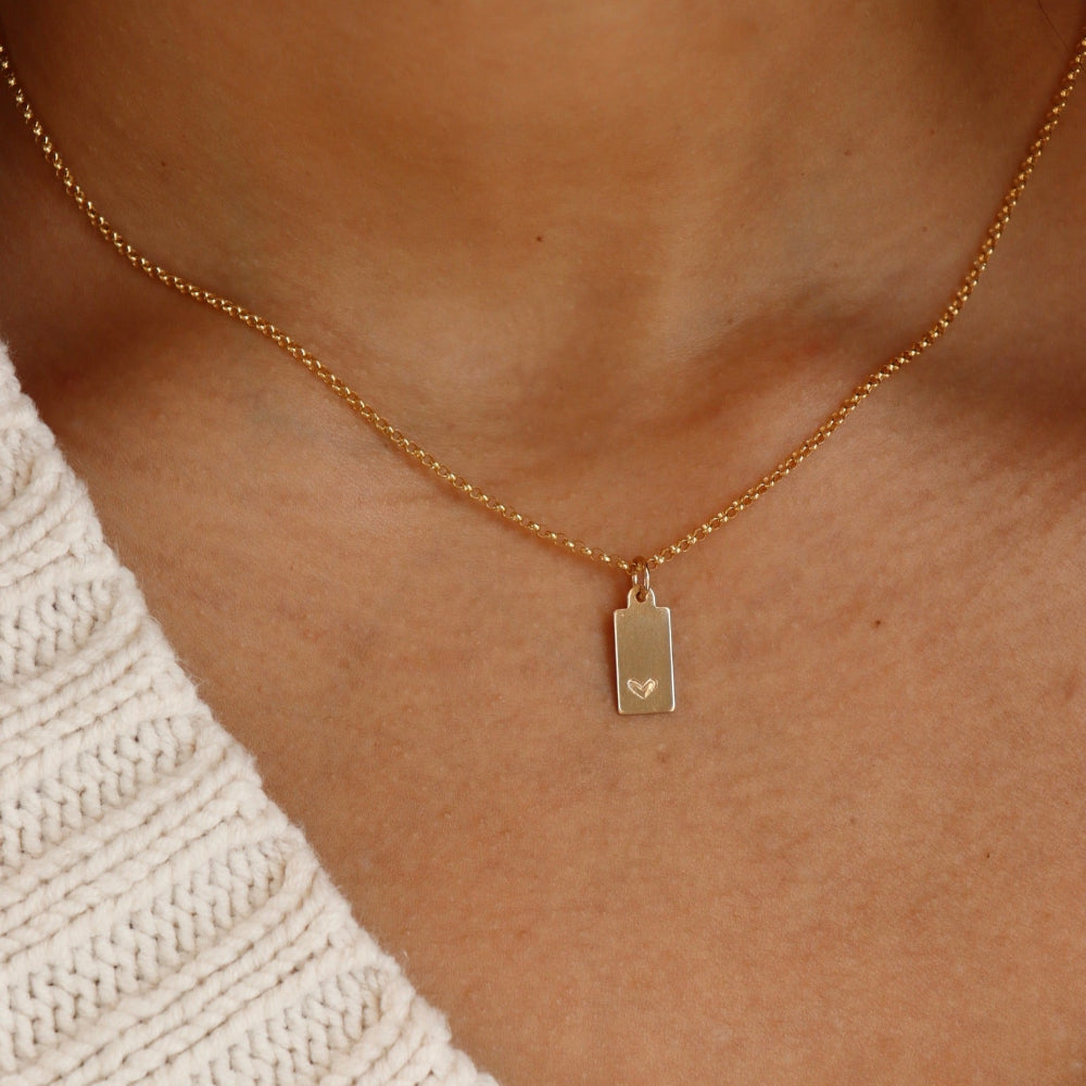 Mini Tag Necklace with Heart